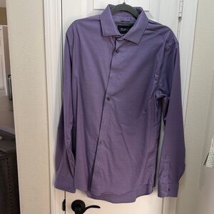Kenneth Cole Awareness Dress Shirt 15.5 34/35 Slim Fit Purple Long Sleeve Button